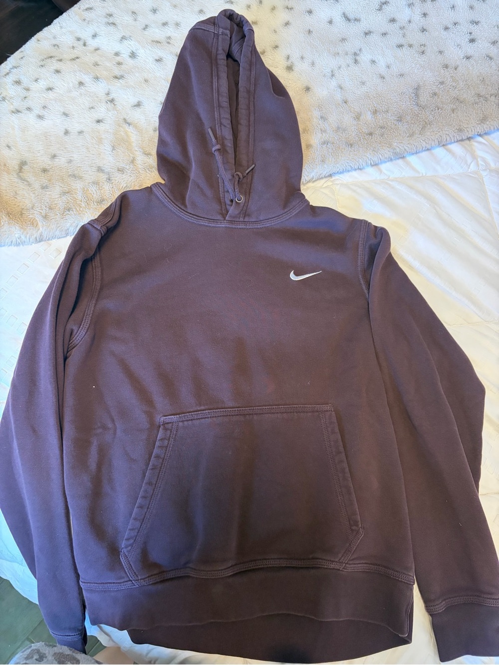 Nike Hoodie in Deep Plum with White Swoosh